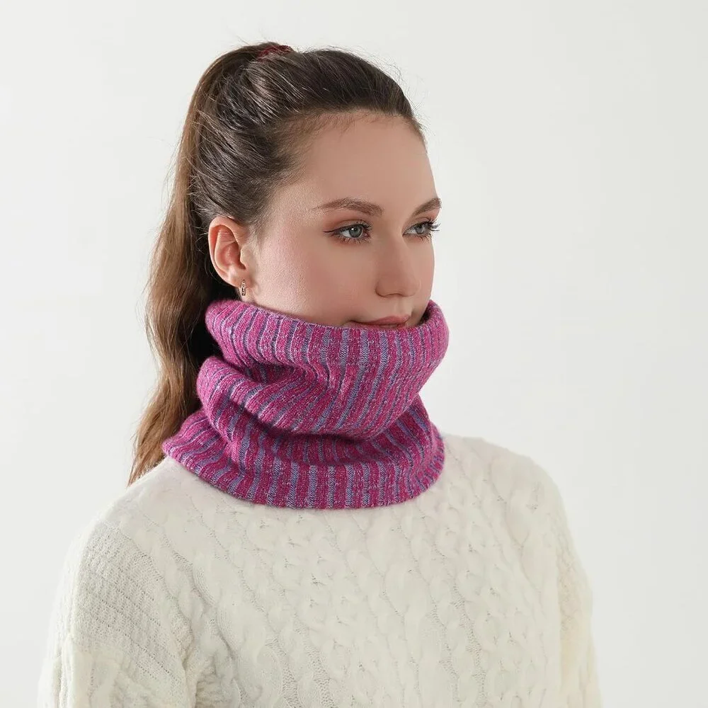 Men's Dark Pink Winter Ski Neck Gaiter Face Scarf Fleece Lined Windproof Scarves